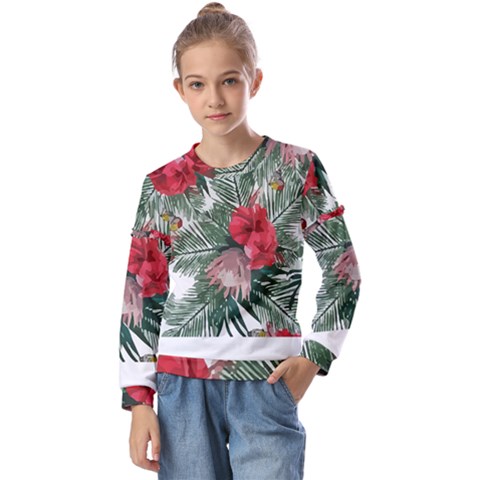 Tropical T- Shirt Tropical Handsome Flourishing T- Shirt Kids  Long Sleeve Tee With Frill  by maxcute