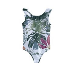 Tropical T- Shirt Tropical Pattern Antler T- Shirt Kids  Frill Swimsuit by maxcute