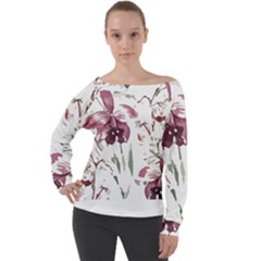 Tropical T- Shirt Tropical Pattern Hawaii T- Shirt Off Shoulder Long Sleeve Velour Top by maxcute