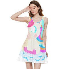 Unicorn Lover T- Shirt Cartoon Little Unicorn  T- Shirt Inside Out Racerback Dress by maxcute