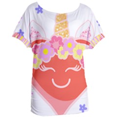 Unicorn T- Shirt Cute Unicorn Heart Valentines Day Design T- Shirt Women s Oversized Tee by maxcute