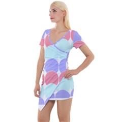 Very Peri T- Shirtvery Peri Geometric Circles T- Shirt Short Sleeve Asymmetric Mini Dress by maxcute