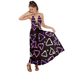 Abstract Background Graphic Pattern Backless Maxi Beach Dress by Ravend