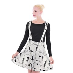 Pattern Cats Black Feline Kitten Suspender Skater Skirt by Ravend