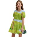 Mother And Daughter Yoga Art Celebrating Motherhood And Bond Between Mom And Daughter. Kids  Short Sleeve Dolly Dress View2
