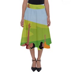 Mother And Daughter Yoga Art Celebrating Motherhood And Bond Between Mom And Daughter  Perfect Length Midi Skirt by SymmekaDesign