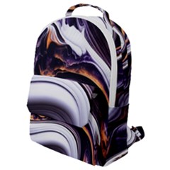 Marble Abstract Water Gold Dark Pink Purple Art Flap Pocket Backpack (small) by Pakemis