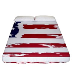 America Unite Stated Red Background Us Flags Fitted Sheet (king Size)