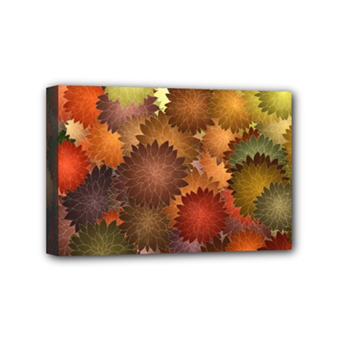 Flower Flora Decoration Pattern Drawing Floral Mini Canvas 6  X 4  (stretched)