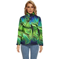 Fractal Art Pattern Abstract Fantasy Digital Women s Puffer Bubble Jacket Coat by Jancukart