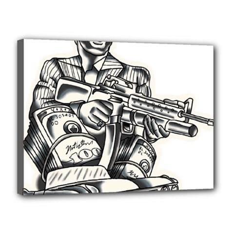 Scarface Movie Traditional Tattoo Canvas 16  X 12  (stretched) by tradlinestyle