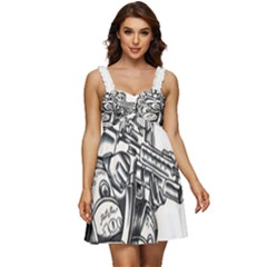 Scarface Movie Traditional Tattoo Ruffle Strap Babydoll Chiffon Dress by tradlinestyle