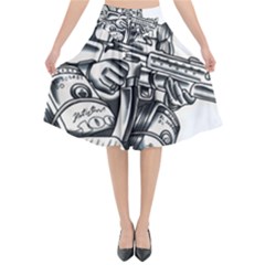 Scarface Movie Traditional Tattoo Flared Midi Skirt by tradlinestyle