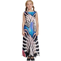 Floral Skeletons Kids  Satin Sleeveless Maxi Dress by GardenOfOphir