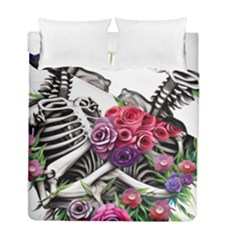 Gothic Floral Skeletons Duvet Cover Double Side (full/ Double Size) by GardenOfOphir