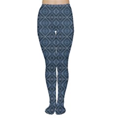 Blue Diamonds Motif Fancy Pattern Design Tights by dflcprintsclothing