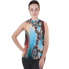 Fractal Spiral Art Math Abstract Mock Neck Chiffon Sleeveless Top by Ravend