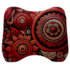 Bohemian Vibes In Vibrant Red Velour Head Support Cushion by HWDesign