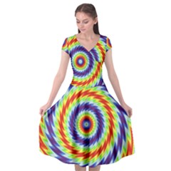 Mandala Kaleidoscope Background Cap Sleeve Wrap Front Dress by Ravend