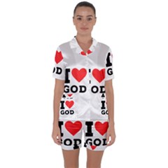 I Love God Satin Short Sleeve Pajamas Set by ilovewhateva