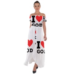 I Love God Off Shoulder Open Front Chiffon Dress by ilovewhateva