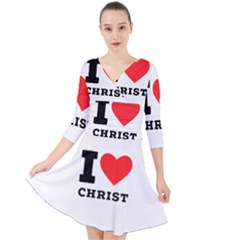 I Love Christ Quarter Sleeve Front Wrap Dress by ilovewhateva