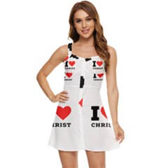 I Love Christ Ruffle Edge Bra Cup Chiffon Mini Dress by ilovewhateva