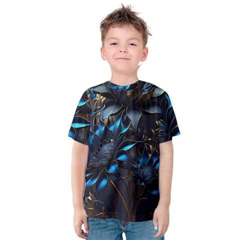 Flower Metal Flowers Sculpture Kids  Cotton Tee by Ravend