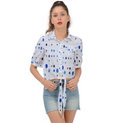 Blue Circle Pattern Tie Front Shirt  by artworkshop