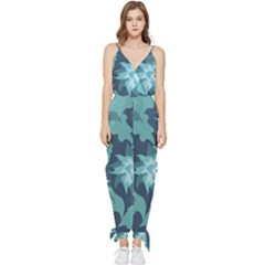 Graphic Design Wallpaper Abstract Sleeveless Tie Ankle Chiffon Jumpsuit by Ravend