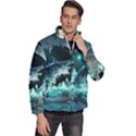 Sculpture Dinosaur Shark Frozen Winter Fantasy Men s Puffer Bubble Jacket Coat View3