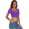 Purple Textile Vibrant Decor 3d Short Sleeve Square Neckline Crop Top  View3