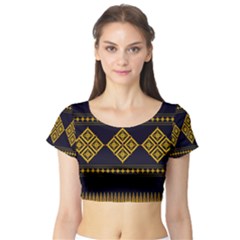 Abstract Antique Architecture Art Artistic Artwork Short Sleeve Crop Top by Ravend