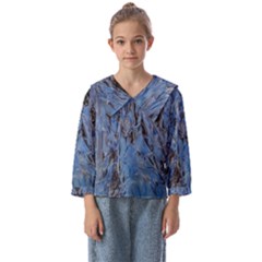 Blue Abstract Texture Print Kids  Sailor Shirt by dflcprintsclothing