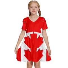 Canada Flag Canadian Flag View Kids  Short Sleeve Tiered Mini Dress by Ravend