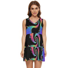 Fractal Spiral Vortex Swirl Whirlpool Math Tiered Sleeveless Mini Dress by Ravend