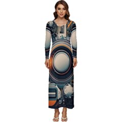 Illustrations Technology Robot Internet Processor Long Sleeve Longline Maxi Dress by Ravend