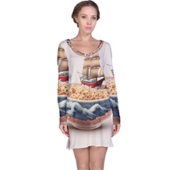 Ai Generated Noodles Pirate Chinese Food Food Long Sleeve Nightdress by danenraven