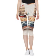 Ai Generated Noodles Pirate Chinese Food Food Inside Out Lightweight Velour Capri Leggings  by danenraven