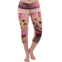 Cookies Valentine Heart Holiday Gift Love Capri Yoga Leggings by danenraven