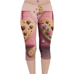 Cookies Valentine Heart Holiday Gift Love Velvet Capri Leggings  by danenraven