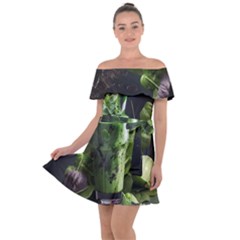 Ai Generated Drink Spinach Smooth Apple Ginger Off Shoulder Velour Dress by danenraven