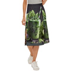 Ai Generated Drink Spinach Smooth Apple Ginger Midi Panel Skirt by danenraven