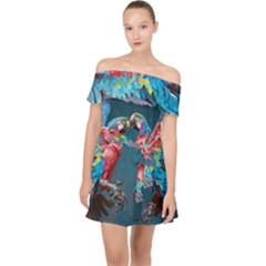 Birds Parrots Love Ornithology Species Fauna Off Shoulder Chiffon Dress by danenraven