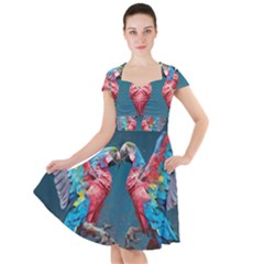 Birds Parrots Love Ornithology Species Fauna Cap Sleeve Midi Dress by danenraven