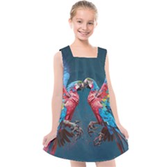 Birds Parrots Love Ornithology Species Fauna Kids  Cross Back Dress by danenraven