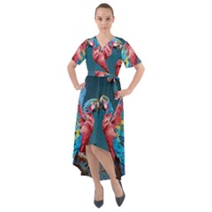 Birds Parrots Love Ornithology Species Fauna Front Wrap High Low Dress by danenraven