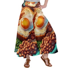 Ai Generated Breakfast Egg Beans Toast Plate Satin Palazzo Pants by danenraven