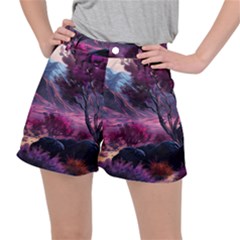 Landscape Landscape Painting Purple Purple Trees Ripstop Shorts by danenraven