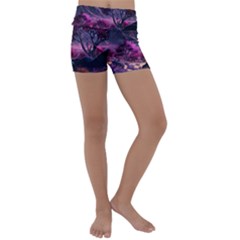 Landscape Landscape Painting Purple Purple Trees Kids  Lightweight Velour Yoga Shorts by danenraven